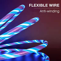 Cargador de Teléfono 3 en 1 de Alta Velocidad con Luz Fluida Brillante, Cable de Datos USB de Carga Rápida de Tendencia