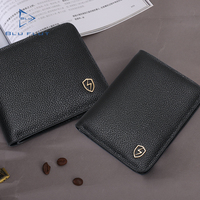 Dompet Kulit Asli Pria Mewah Grosir, Model Pendek dengan Penutup Terbuka, Lapisan Poliester, Dompet Kulit Elegan Merek BLU FLUT