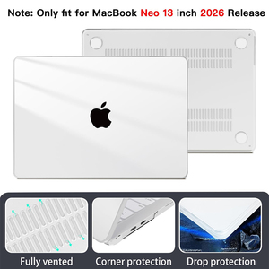 Custodia rigida trasparente in plastica <span class=keywords><strong>per</strong></span> <span class=keywords><strong>MacBook</strong></span> Neo 13 pollici 2026 con chip A18 <span class=keywords><strong>Pro</strong></span>, modello A3404 - Product Image 3