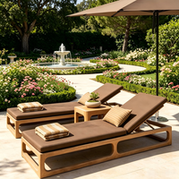 Chaise longue de luxe moderne pour hôtel, mobilier d'extérieur, résistante à l'eau, en teck, réglable, pour piscine et plage