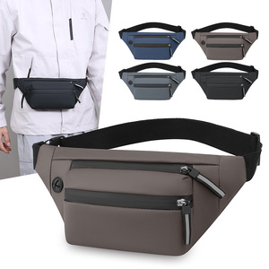 Men's Waist Bag Multi Layer Large Capacity Water Repellent Chest Bag For Business Travel Solid Color Grey Dark Blue Brown Black - Product Image 1