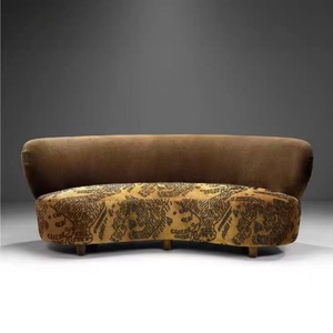 <span class=keywords><strong>Sofá</strong></span> Seccional Curvo de Tela Marrón de Dos <span class=keywords><strong>Plazas</strong></span> para Hotel, Apartamento u Oficina - Product Image 3