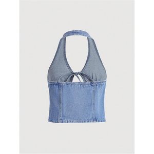 FOXA – haut en jean pour femmes, sans manches, avec nœud papillon sur le devant, style Y2K, vêtements de sortie - Product Image 3