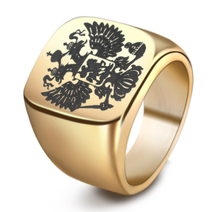 Russe emblème national titane mâle en acier anneau gravé aigle à Deux têtes logo bague <span class=keywords><strong>de</strong></span> phalange - Product Image 3