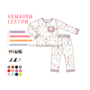 Set di pigiami per bambini in bambù vestiti per bambini su misura in tessuto <span class=keywords><strong>e</strong></span> stampa pigiami da collezione per ragazze - Product Image 5