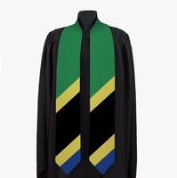 Étole de graduation de haute qualité, conçue sur mesure, avec le drapeau de la Tanzanie, en polyester écologique, décoration de célébration pour cadeaux de bienvenue
