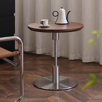 Table basse moderne Botai Moonlit, design nordique, base en acier inoxydable, plateau en placage de bois, imperméable, résistante aux taches, petite table de salon