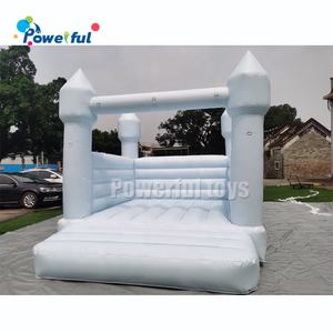 Maison gonflable de mariage gonflable de petite taille bleu bébé château de rebond blanc avec ventilateur - Product Image 5