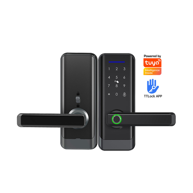 TTLock Smart Fingerprint Biometric Handle Lock Keyless Electronic WiFi Tuya App Remote Unlock Aluminum Alloy Wood Doors Cloud