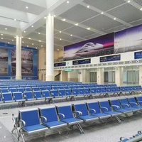 Chaises de salle d'attente d'hôpital 3 places, sièges en tandem pour aéroport, en cuir PU, pieds en acier inoxydable, usine certifiée ISO