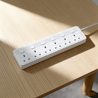 Multiprise certifiée UKCA à 6 prises avec interrupteurs, protection contre les surtensions 3250W, norme britannique BS 1363 13A 250V, pour maison et bureau