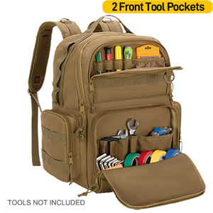 กระเป๋าเป้ใส่เครื่องมือ, กระเป๋าจัดเก็บเครื่องมือแบบหนาพิเศษพร้อมแผ่นรองไหล่และพยุงเอว, กระเป๋าใส่เครื่องมือสำหรับงานทางยุทธวิธี, สีกากี - Product Image 2