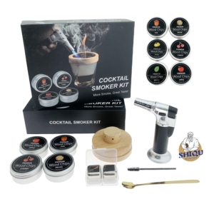 Hot Sale Best Quality Party Wood Cocktail Smoker Kit With 2 Stainless steel Whiskey Stones Smoked Kits Wedding Birthday Gift Box