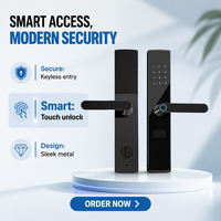 Cerradura de Puerta Inteligente Semiautomática con Manija, Desbloqueo por Huella Dactilar, Contraseña, Tarjeta RFID y Nube para Seguridad Digital en el Hogar