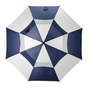 White And Black Color Custom Logo Double Layer Auto Open Golf Umbrella