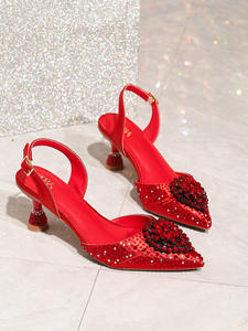 इतालवी सजाए क्रिस्टल ब्राइडल जूते और बैग गर्म बिक्री के लिए एक अफ्रीकी शैली की वेजेस - Product Image 6