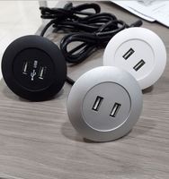 Mini port de chargeur USB double rond 5V 2.1A caché dans le bureau du canapé rapide/intégré dans le canapé Mini chargeur USB rond avec prise EU/US/UK