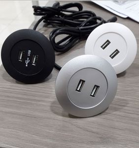 मिनी राउंड डुअल यूएसबी चार्जर पोर्ट 5v 2.1a सोफे डेस्कटॉप में छिपा हुआ है/U/uk प्लग के साथ सोफा मिनी राउंड यूएसबी चार्जर में एम्बेडेड - Product Image 1