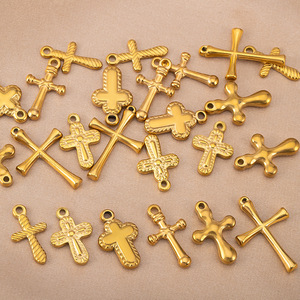 Colata in acciaio inossidabile placcato PVD ciondoli a croce per collana da donna fai da te gioielli risultati forniture all'ingrosso - Product Image 2