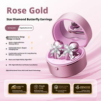 Écouteurs sans fil True Wireless Butterfly Earclip V6.0 avec miroir de maquillage, étui de charge en forme de cœur, suppression du bruit ENC, pour le bureau et le quotidien