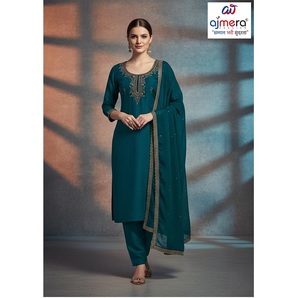 Salwar Kameez traditionnel en coton Ajmera pour femmes, robe ethnique de fête, coupe régulière, longueur cheville, séchage rapide, extensible, sans plis - Product Image 1