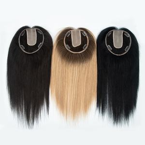 150% Density 6x6 <b>Fishnet</b> Silk Base Hair Topper Hand-Tied European Human Hair Clip In Hair Loss Coverage - Product Image 4