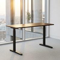Bureau debout électrique stable à 3 niveaux avec double moteur dissimulé, plateau en bois, pieds ovales robustes, hauteur réglable, ergonomique, pour position assise ou debout