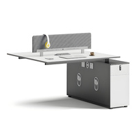 Poste de travail de bureau individuel moderne en bois avec cloison de séparation pour employés, ensemble de mobilier de bureau blanc