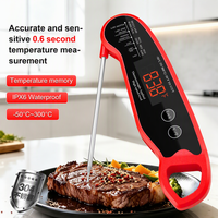 Thermomètre alimentaire numérique pliable à lecture ultra-rapide (0,6 s) avec grand écran LED pour la cuisine, la cuisson des aliments, la viande, la grillade et l'utilisation au four