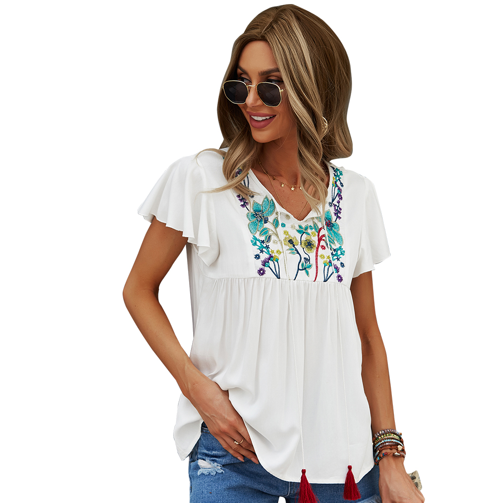 camisetas bordadas a mano para mujer
