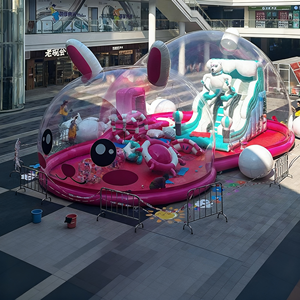 Lâu đài bơm hơi ngoài trời: Thỏ đảo cá voi đảo thiên đường trẻ em màu hồng dễ thương thỏ con bóng đại dương và nhà sản xuất - Product Image 4