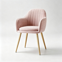 Chaises de salle à manger en velours de style scandinave tendance avec pieds en métal - Fauteuils décontractés, chaises de coiffeuse et de manucure