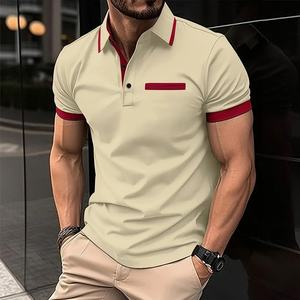 Camiseta Casual para Hombre, Lisa, con Bolsillo en el Pecho, Cierre de Botones, Estilo Business, Bloques de Color, Tejido Anti-Pilling, 180 Gramos - Product Image 3