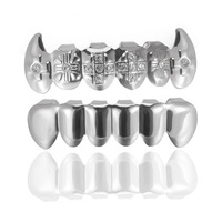 Hip Hop Diamond Set Grillz Simulé 6 Pièces Haut et Bas Glacé Dents Grill pour Femmes et Hommes un Ensemble de Bijoux Dents