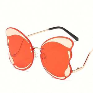 Lunettes de soleil tendance de luxe 2019 pour femmes, couleur jaune, effet papillon rouge, protection UV400, style œil de chat, surdimensionnées - Product Image 5