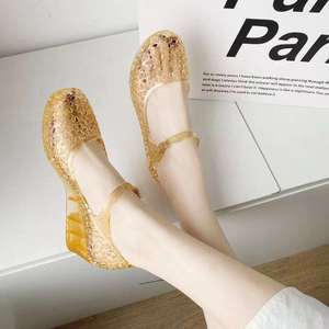 Sandales en cristal pour femmes chaussures compensées d'été respirantes bout creux en plastique <span class=keywords><strong>danse</strong></span> gelée chaussures de plage pour le printemps automne Sexy fermé - Product Image 3