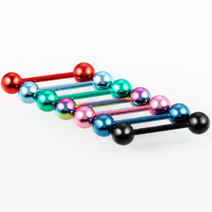 Piercing <span class=keywords><strong>de</strong></span> barra recta <span class=keywords><strong>de</strong></span> acero quirúrgico con rosca externa para lengua, pezón, oreja, hélix, tragus, cartílago e industrial - Product Image 5