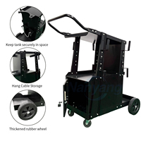 Chariot de rangement pour machine à souder en acier à 2 niveaux avec 2 chaînes en zinc, chariot de soudeur MIG universel à roulettes, roues pleines de 7 pouces