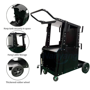 Chariot de rangement pour machine à souder en acier à 2 niveaux avec 2 chaînes en zinc, chariot de soudeur MIG universel à roulettes, roues pleines de 7 pouces - Product Image 2