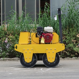 Walk Behind Double <b>Drum</b> Vibratory Roller Gasoline Small Compactor <b>Hand</b> Push Mini Road - Product Image 5