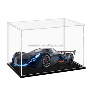 Clear Acrylic Display Case Assemble Horizontal Display Box Stand with Black Base Dustproof Protection Showcase