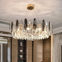 Lustre LED suspendu circulaire en cristal k9, design nordique moderne et élégant, éclairage d'intérieur, luminaire décoratif de plafond, montage en surface