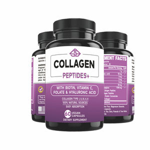 OEM 100% Colágeno Natural en Péptidos, Ácido Hialurónico, Vitamina C, Biotina y Folato para Mujeres, Suplemento de Belleza, 60 Unidades - Product Image 1