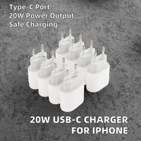 Cargador de Pared USB-C PD de 20 W en Caja para 16/15/14/13/12 con Enchufe Europeo - Juego de Adaptador de Viaje