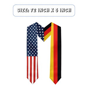 Écharpe de graduation en satin pour adultes, 13*180CM, États-Unis et Allemagne, Études à l'étranger internationales - Product Image 2