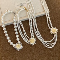 Nouveau Collier Long Multicouche en Perles Stéréoscopiques Camélia, Chaîne de Pull Tendance, Bijoux Fins, Collier de Fleurs