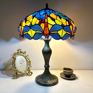 Longhuijing 16-Inch Eco-Friendly Flexible Simple LED AC E26 Dragonfly Dome Stained Glass Modern Table Lamp for Living Room - Product Image 1