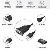 Cable Adaptador USB a RS232 al por Mayor de Fábrica, Cable Serial USB 2.0 a DB9 Macho de 9 Pines con Chipset FT232, Cable Convertidor RS232
