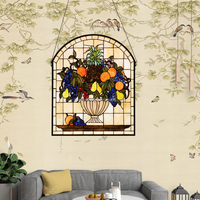 Panel Decorativo de Vidrio Artístico Teñido Personalizado al por Mayor, 50*80CM, Diseño de Frutas, Estilo Europeo, Grosor Sólido de 5mm