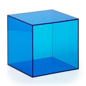 Caixa de acrílico colorida de design personalizado, caixa acrílica de 5 lados de armazenamento